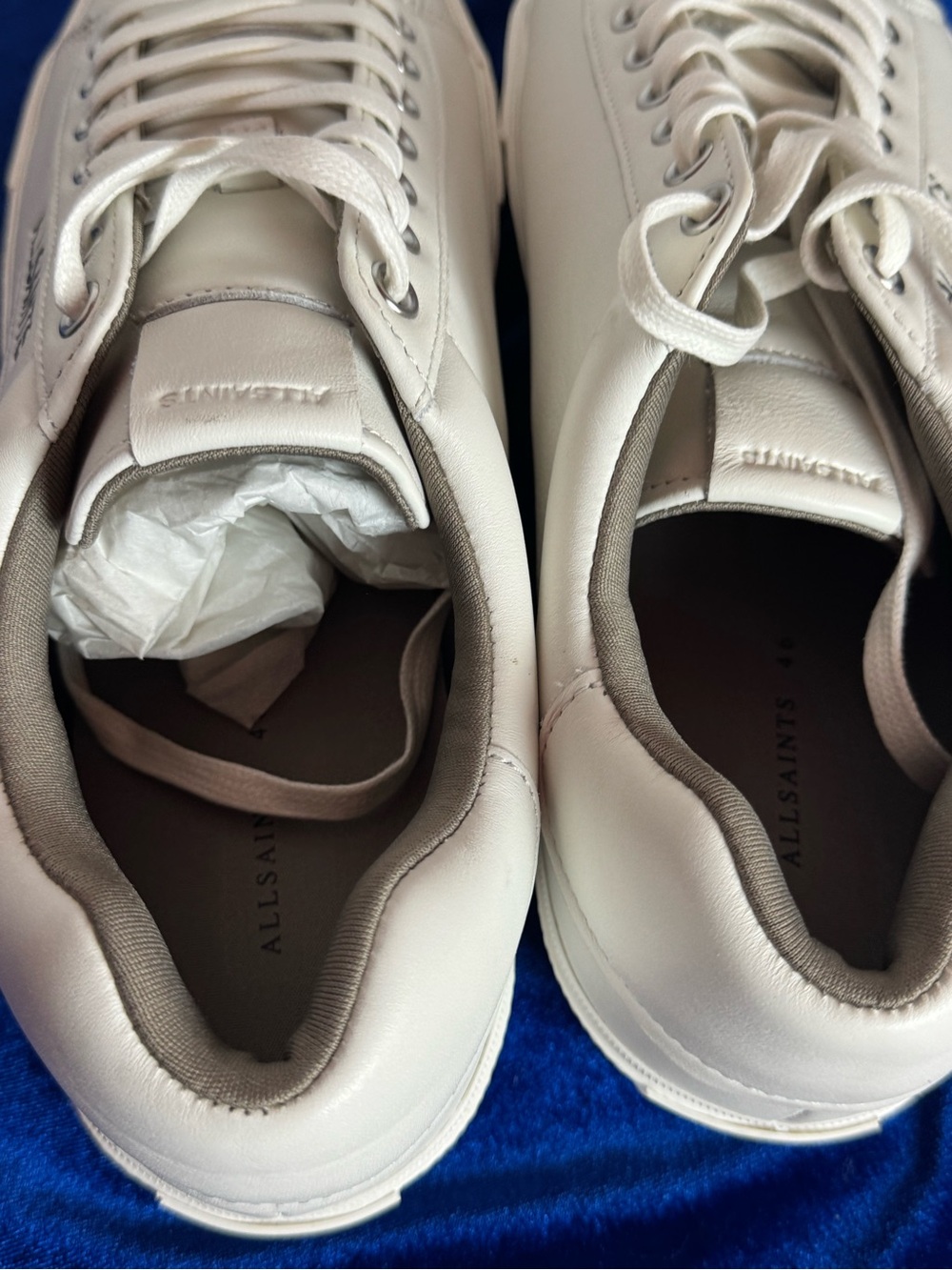 All Saints Men’s White Leather Underground Low-Top Sneakers - Picture 3 of 9